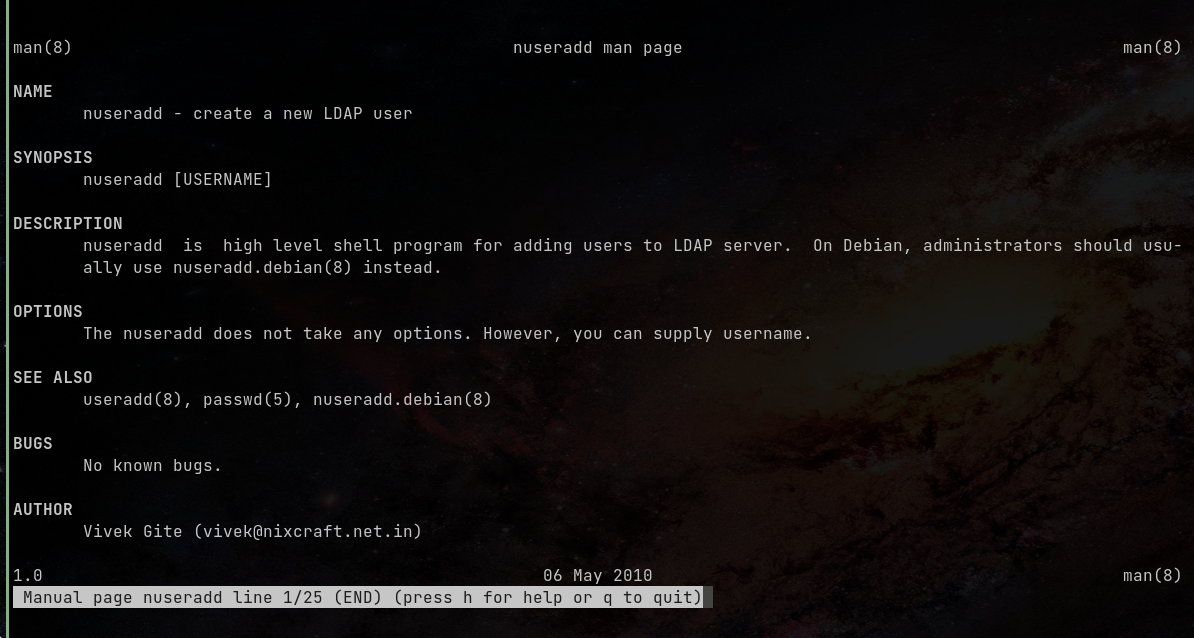 Пример manpage